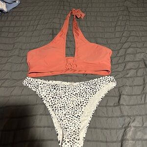 SHEIN Terracotta and Dalmatian Print Bikini Set